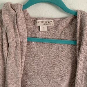Barefoot Dreams Cozychic Lite pink hooded cardigan. Size XS